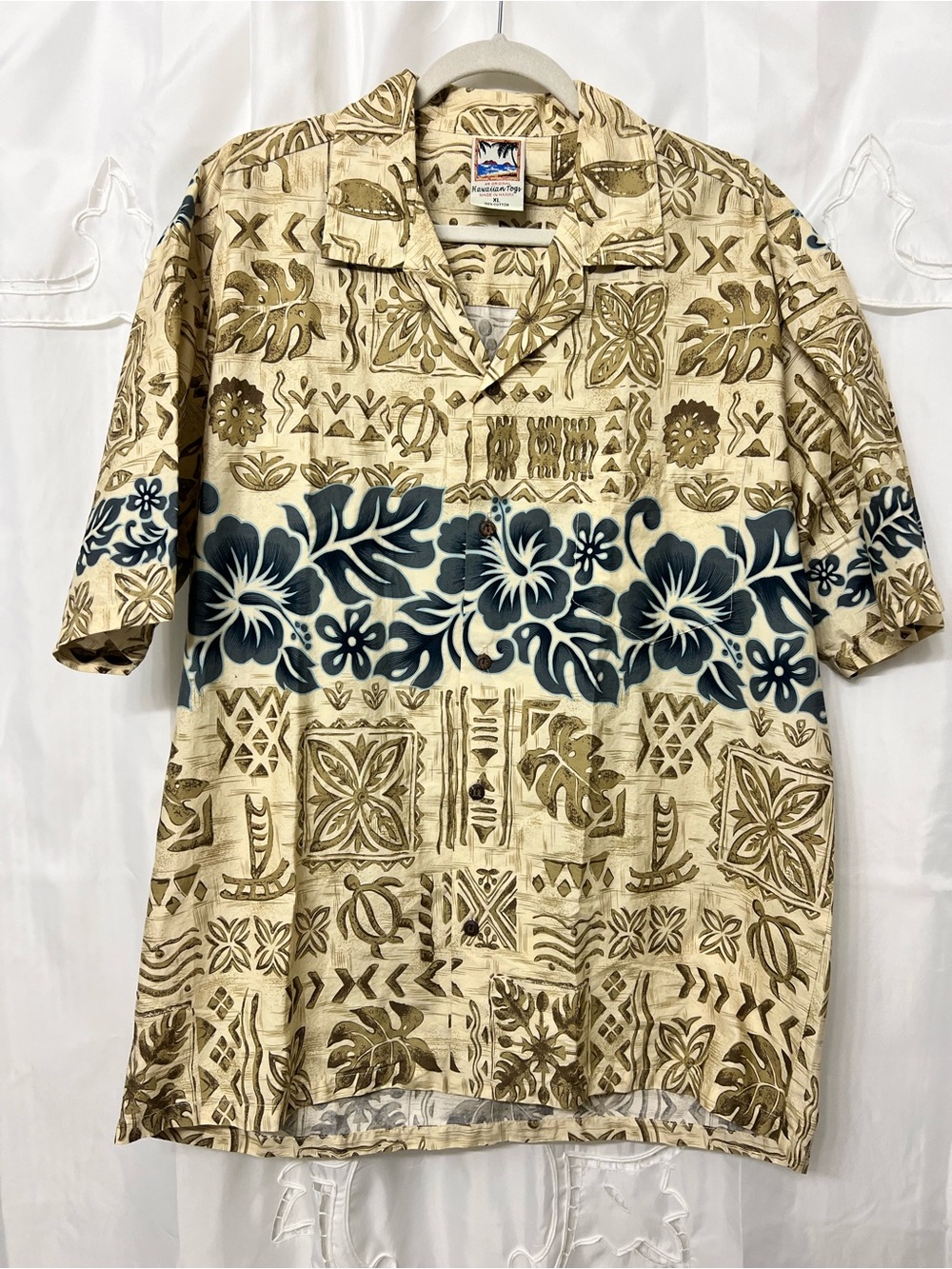 Hawaiian Togs Vintage Made in Hawaii Aloha Shirt XL Tiki Hibiscus Cotton